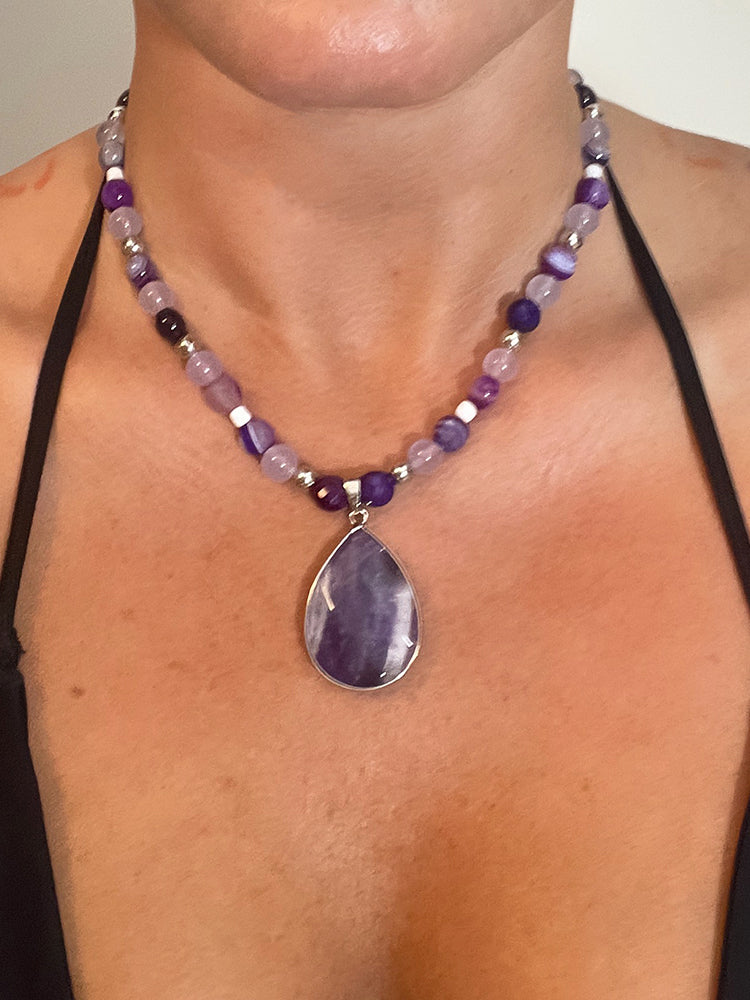 Purple agate necklace store