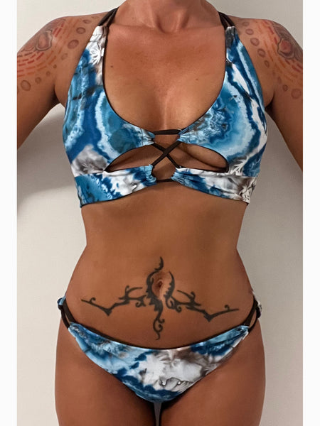 Amelia Bottom- REVERSIBLE in Blue Tie-dye/Brown