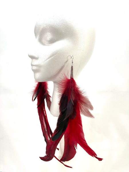 Red Feather Earrings