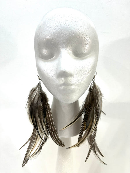 Grey/Brown Feather Earrings