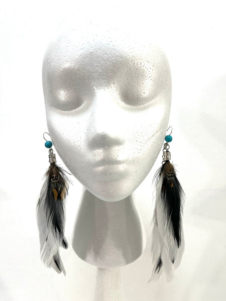 Black & White Feather Earrings