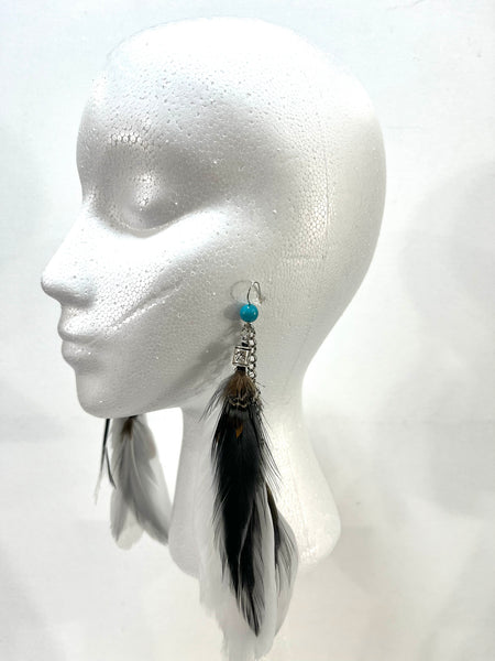 Black & White Feather Earrings