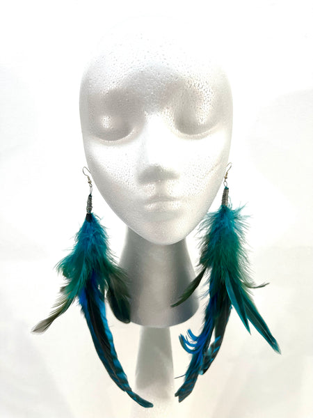 Turquoise Feather Earrings