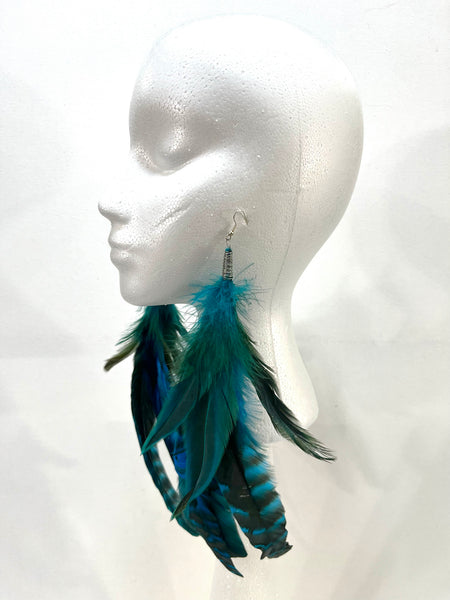 Turquoise Feather Earrings