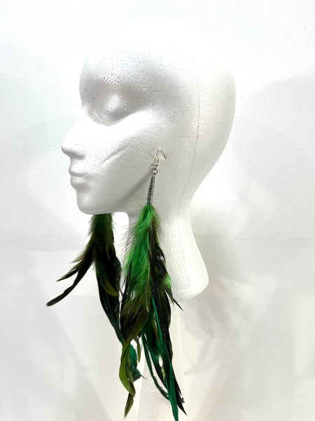 Green Feather Earrings