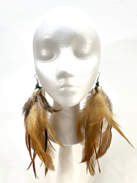 Gold/Brown Feather Earrings
