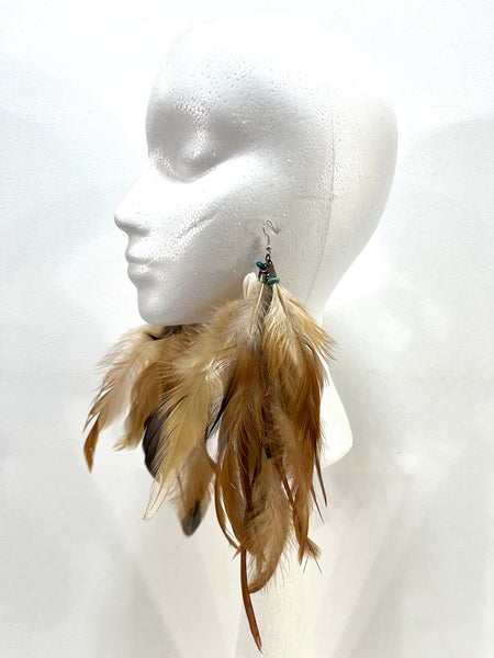 Gold/Brown Feather Earrings