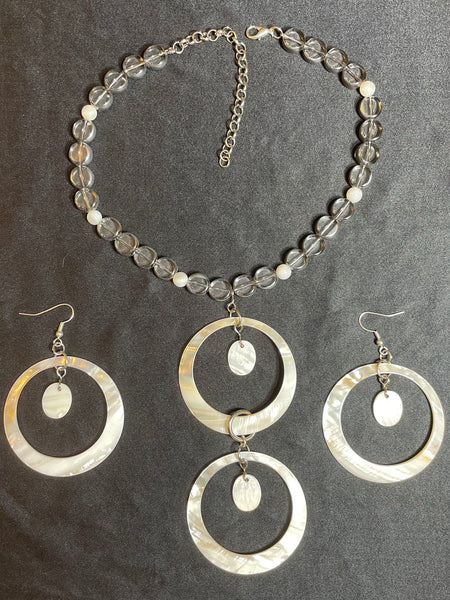 Necklace/Earring SET- White Mother of Pearl