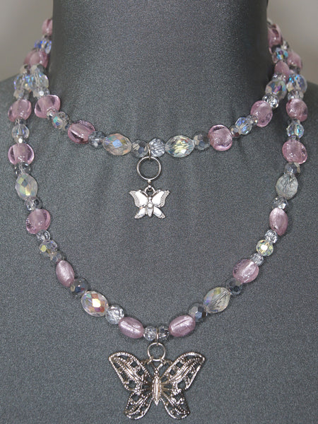 Necklace- Pink Butterflies
